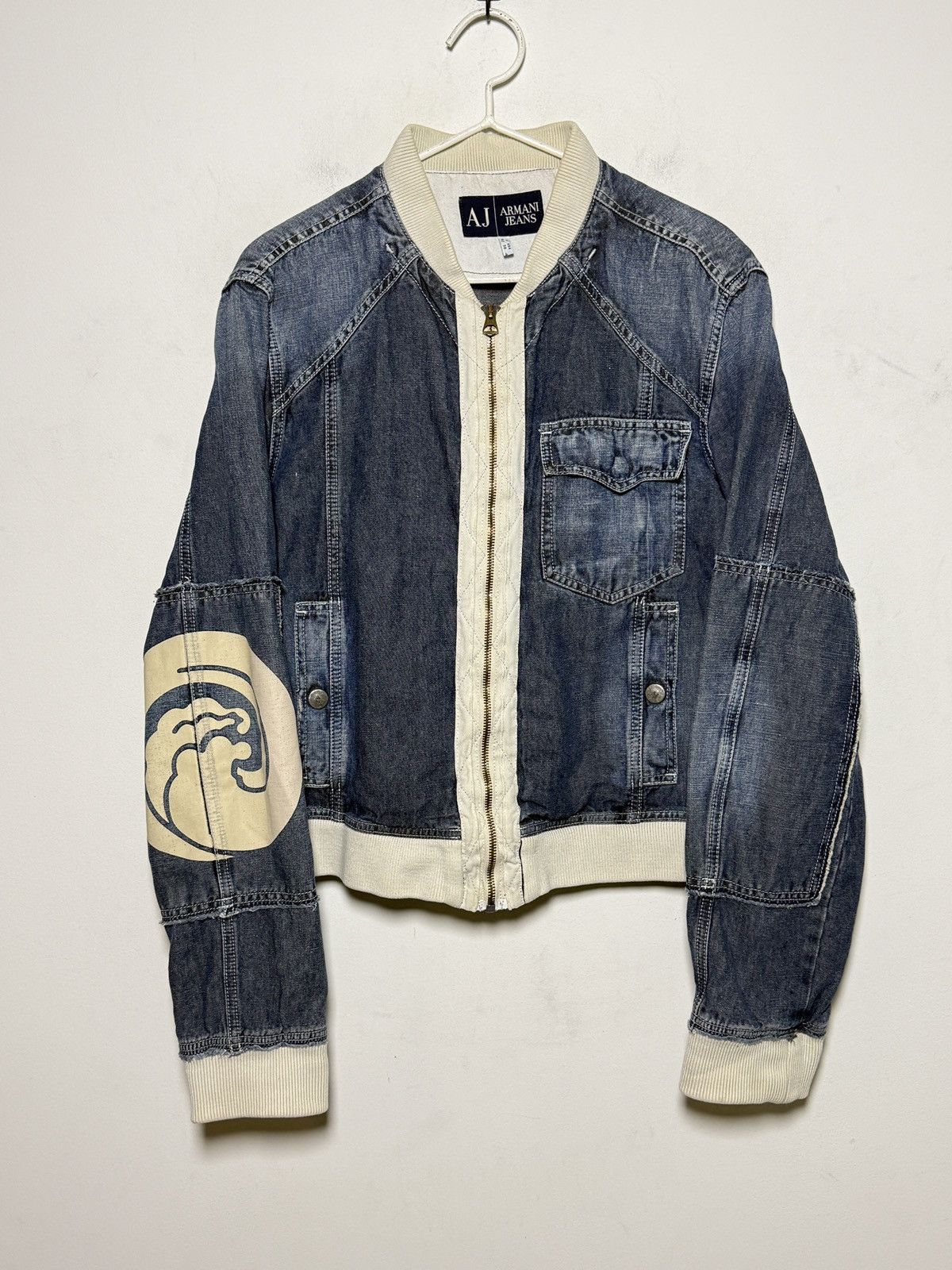Giorgio Armani armani denim cotton/linen bomber jacket Size US L / EU 52-54 / 3 - 1 Thumbnail