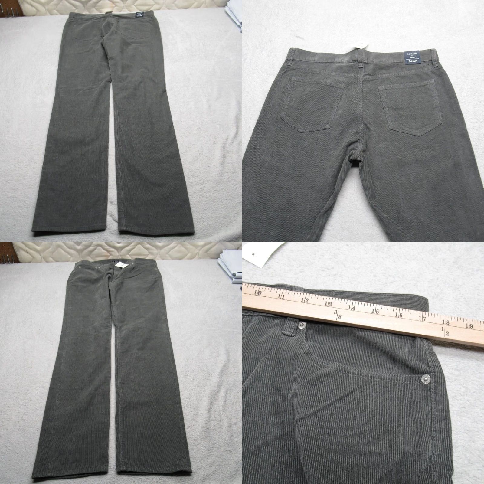 J.Crew J Crew Corduroy Pants Mens 484 Slim Straight 34x33 Gray Green Cords NEW 9.50 Size US 34 / EU 50 - 8 Thumbnail