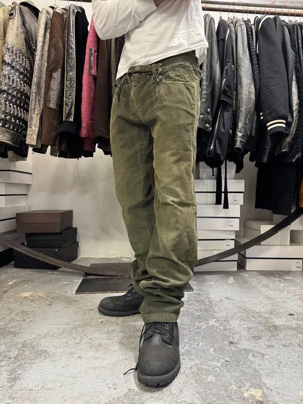 Designer × Vintage AW2006 Dolce & Gabbana Khaki Velvet Distressed Zip Pants Size US 34 / EU 50 - 5 Thumbnail