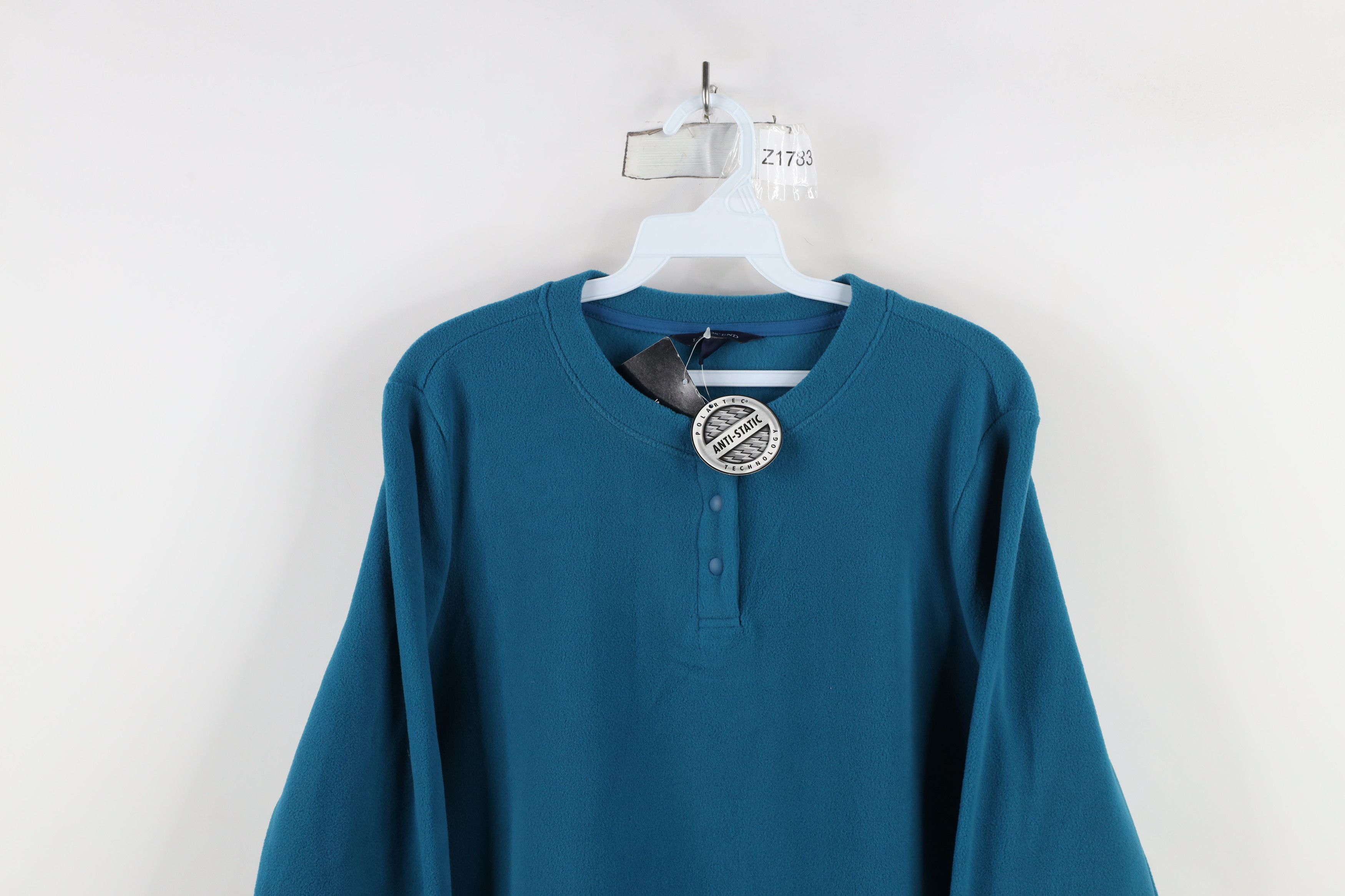 Lands' End × Vintage New Lands End 100 Polartec Fleece Snap Button Henley Sweater Size M / US 6-8 / IT 42-44 - 2 Thumbnail