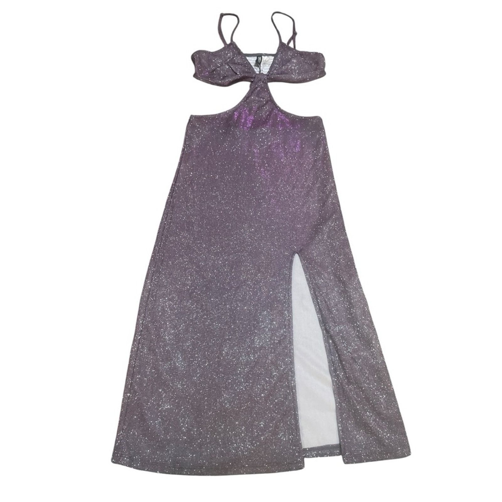 H&M NWOT H&M Divided Purple/Gray Glitter Cut Out Midi Dress Size S / US 4 / IT 40 - 2 Thumbnail