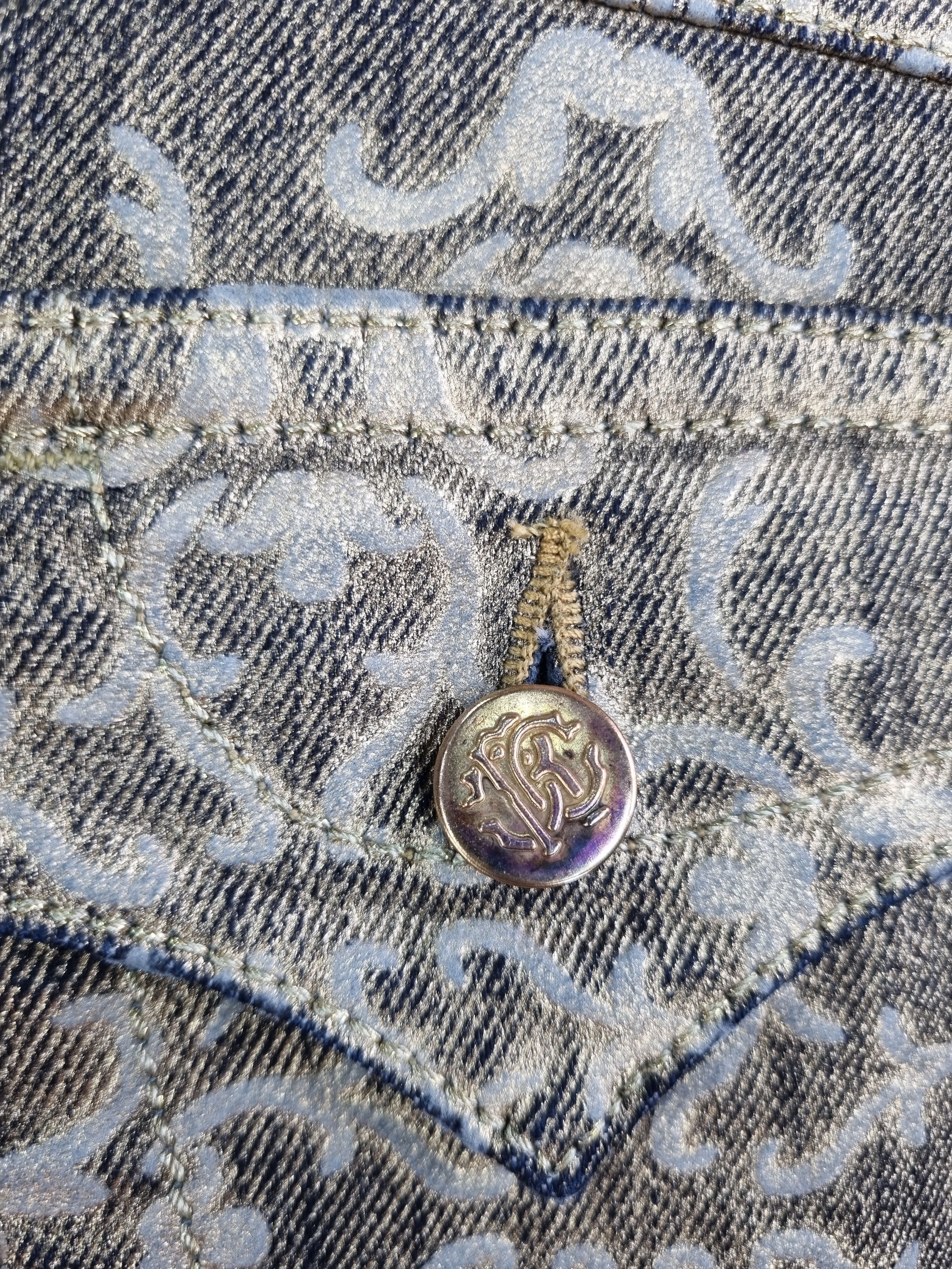 Roberto Cavalli Roberto Cavalli Golden Denim Art Design Exclusive Jeans Size US 33 - 18 Thumbnail