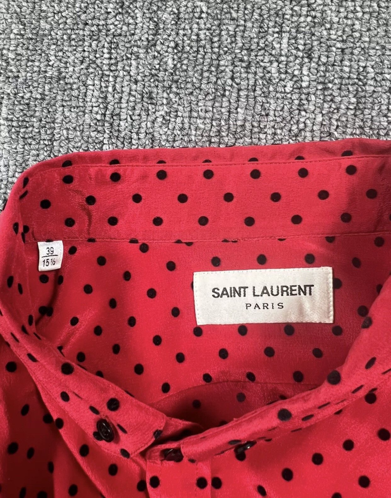Saint Laurent Paris × Yves Saint Laurent Saint Laurent slp21fw silk polka-dot shirt 2409-Nextarrow Size US M / EU 48-50 / 2 - 4 Thumbnail