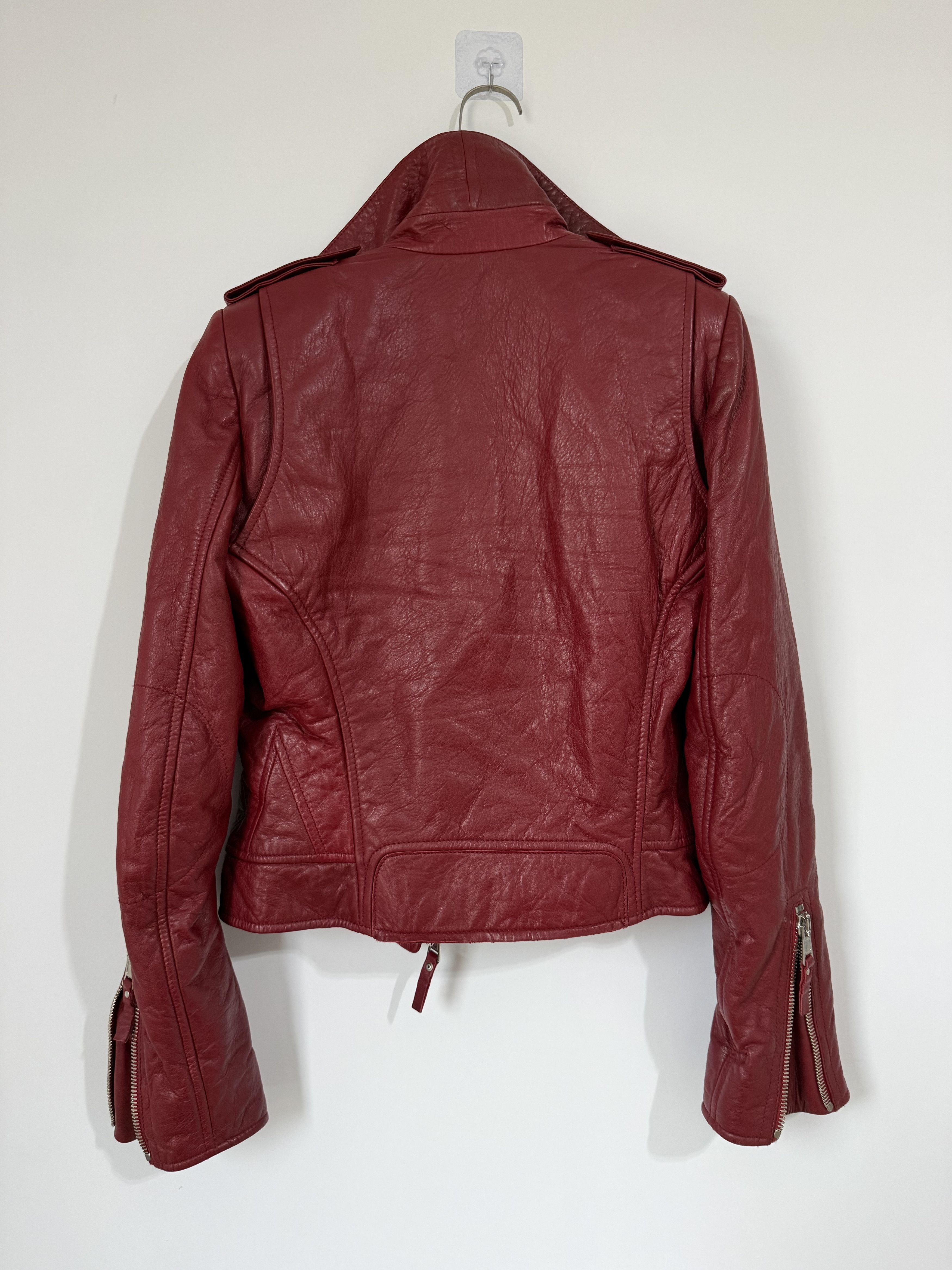 Balenciaga Balenciaga Leather Red Lambskin Moto Biker Jacket Size M / US 6-8 / IT 42-44 - 11 Thumbnail
