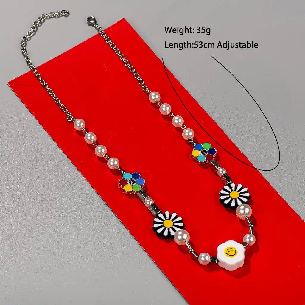 Other Metal Punk Style Ceramic Smile Face Necklace Size ONE SIZE - 4 Thumbnail