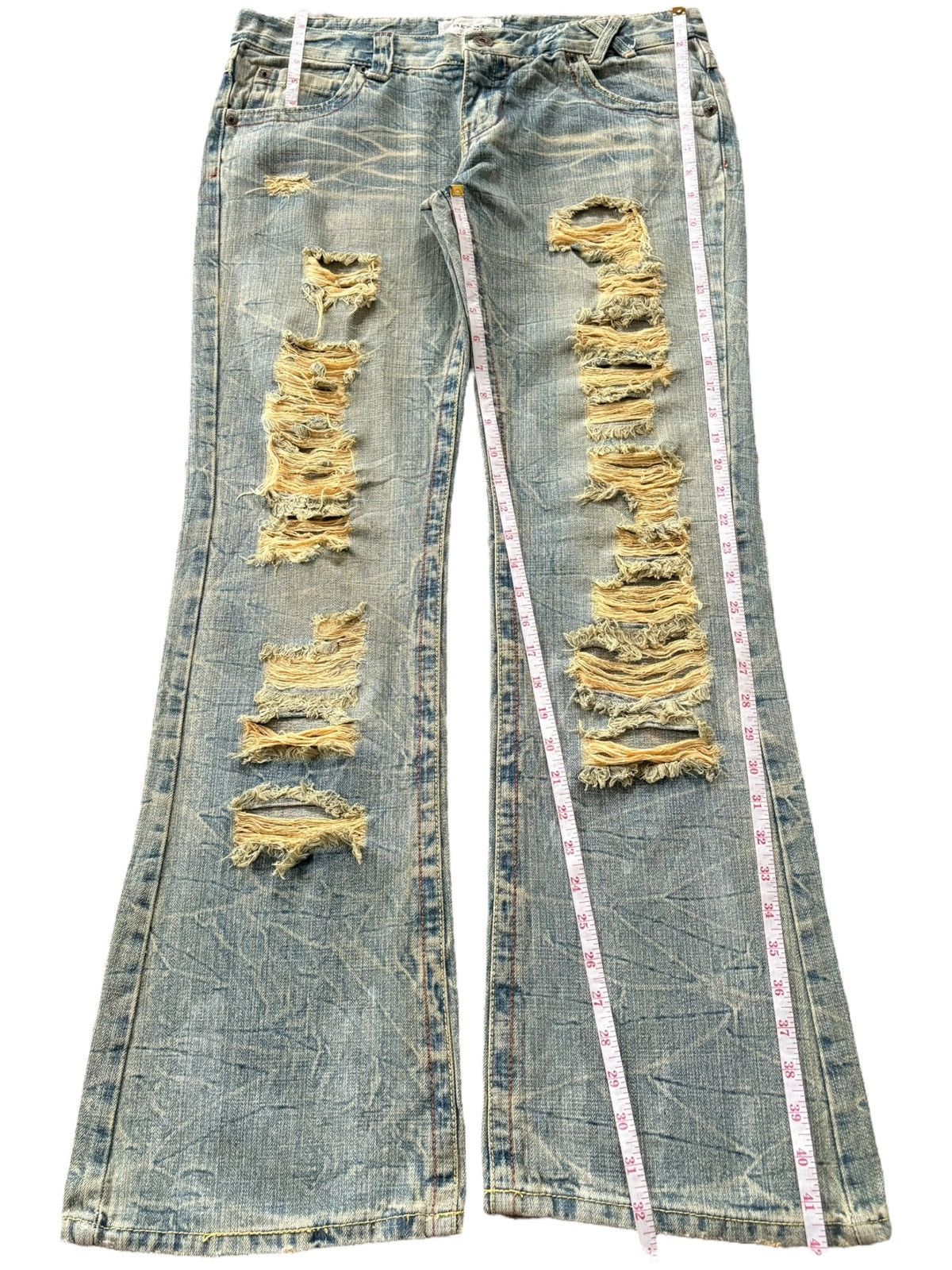If Six Was Nine Vintage Japanese Brand Heavy Distress Rusty Wash Flare Jeans Size 36" / US 14 / IT 50 - 7 Thumbnail