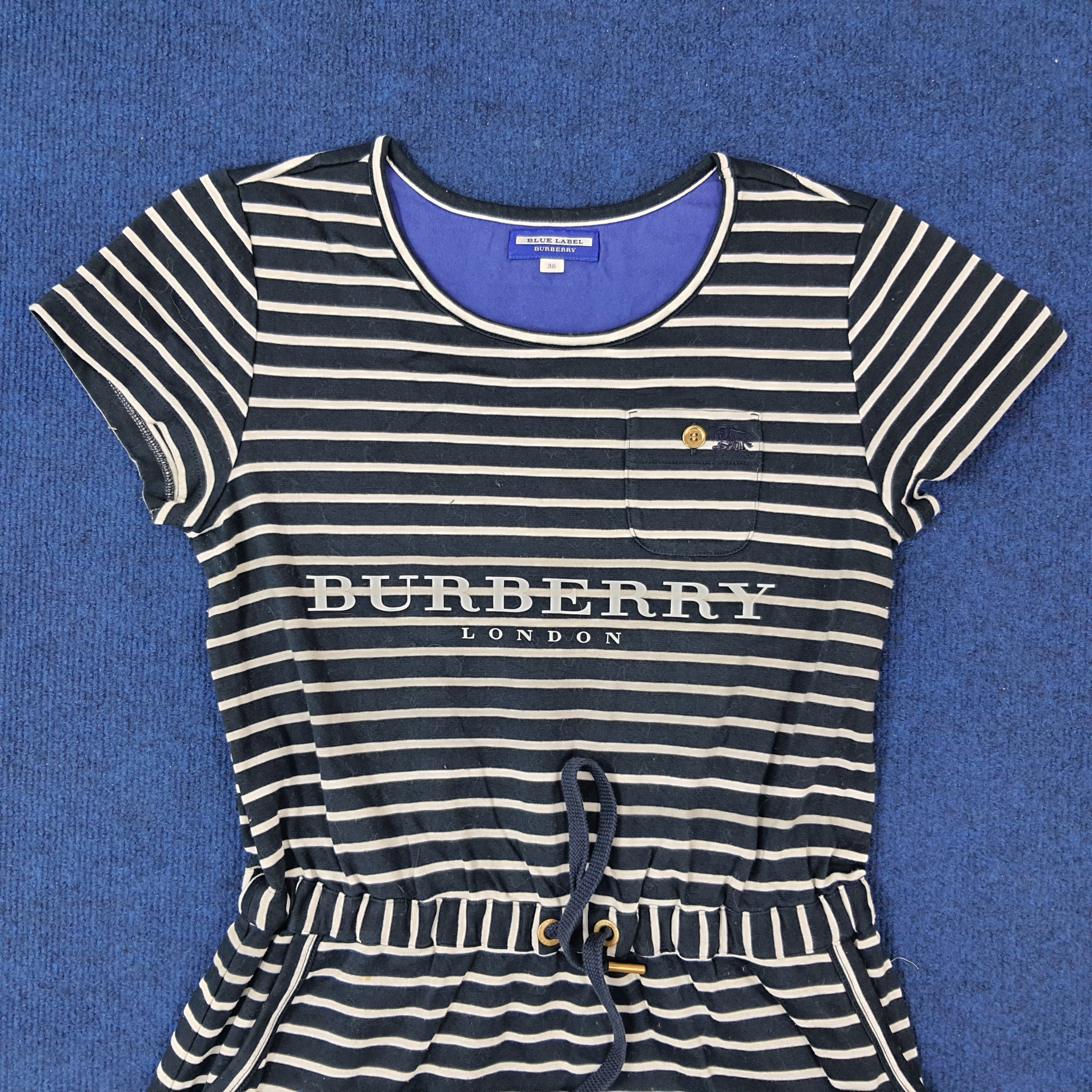 Burberry × Vintage Vintage Burberry Blue Label Striped Maxi Designer Dresses Size S / US 4 / IT 40 - 2 Thumbnail