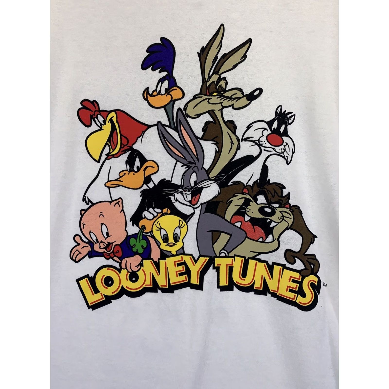 Vintage Vintage Looney Tunes T-Shirt Graphic 90s Adult Large NWT-11061 White Cotton Blend Short Sleeve Crew Neck Shirt Mens Womens Size US L / EU 52-54 / 3 - 2 Thumbnail