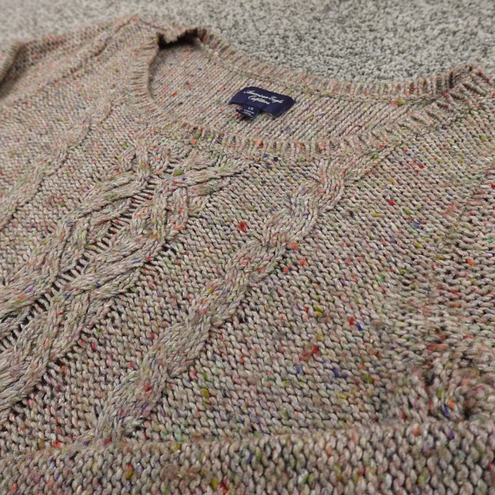 American Eagle Outfitters American Eagle Sweater Womens L Gray Silk Wool Cable Knit Crewneck Sweat er Size L / US 10 / IT 46 - 2 Thumbnail