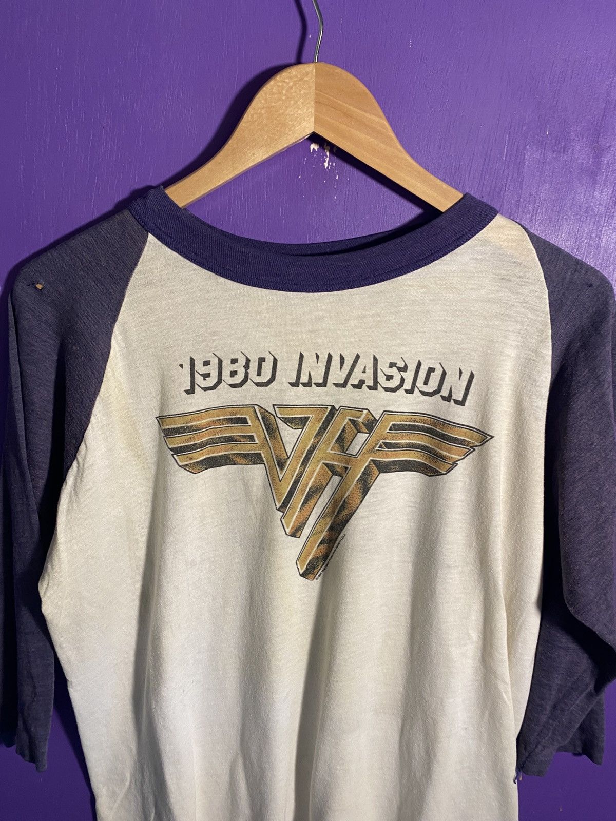 Band Tees × Vintage Vintage 1980 Van Halen invasion tour raglan t-shirt Size US M / EU 48-50 / 2 - 3 Thumbnail