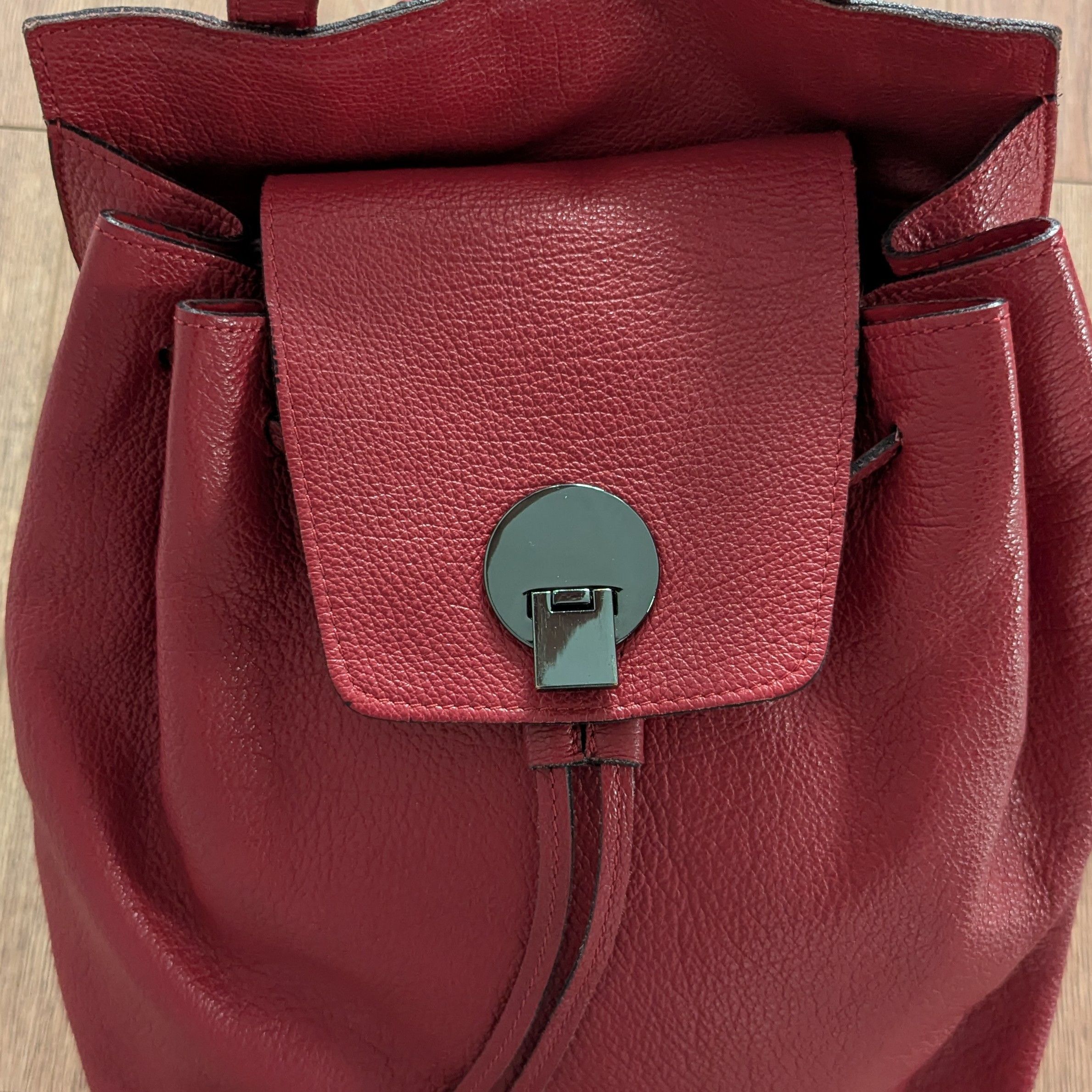 Baldinini Baldinini Trend Leather Backpack Red Made In Italy Rukzak Size ONE SIZE - 17 Thumbnail
