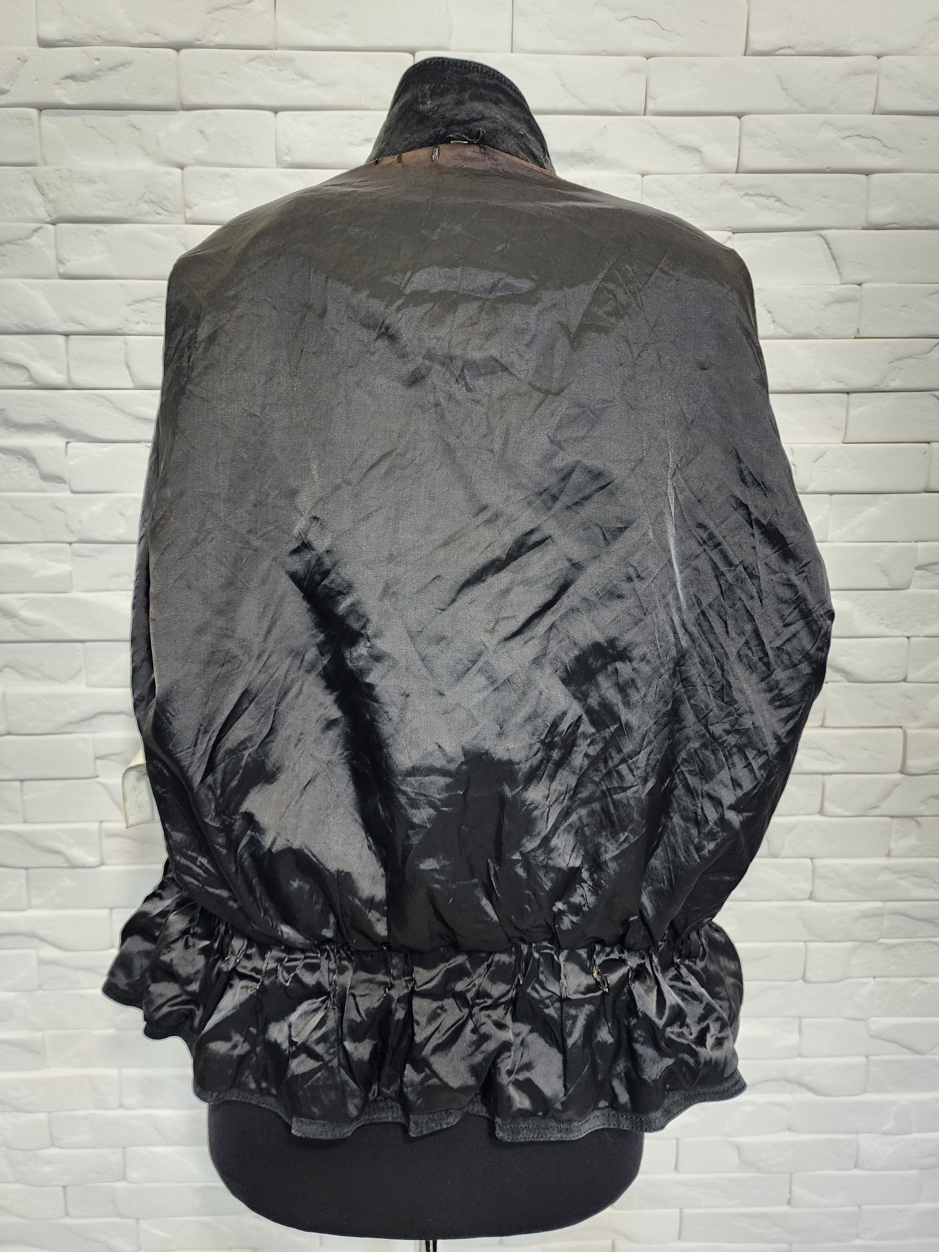 Genuine Leather Women's Leather Jacket: Black Painted Suede, Stand-Up Collar Size L / US 10 / IT 46 - 7 Thumbnail