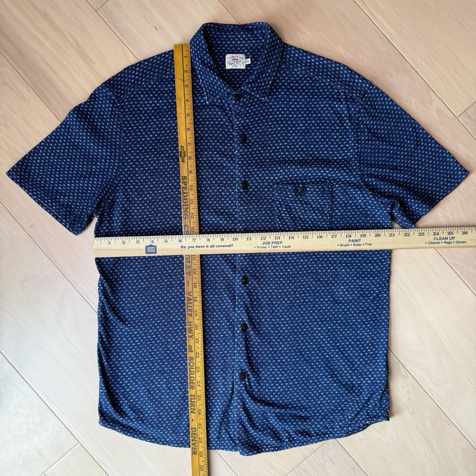 Faherty Faherty Breeze Shirt M Blue Cotton Short Sleeve Button Up Size US M / EU 48-50 / 2 - 2 Thumbnail