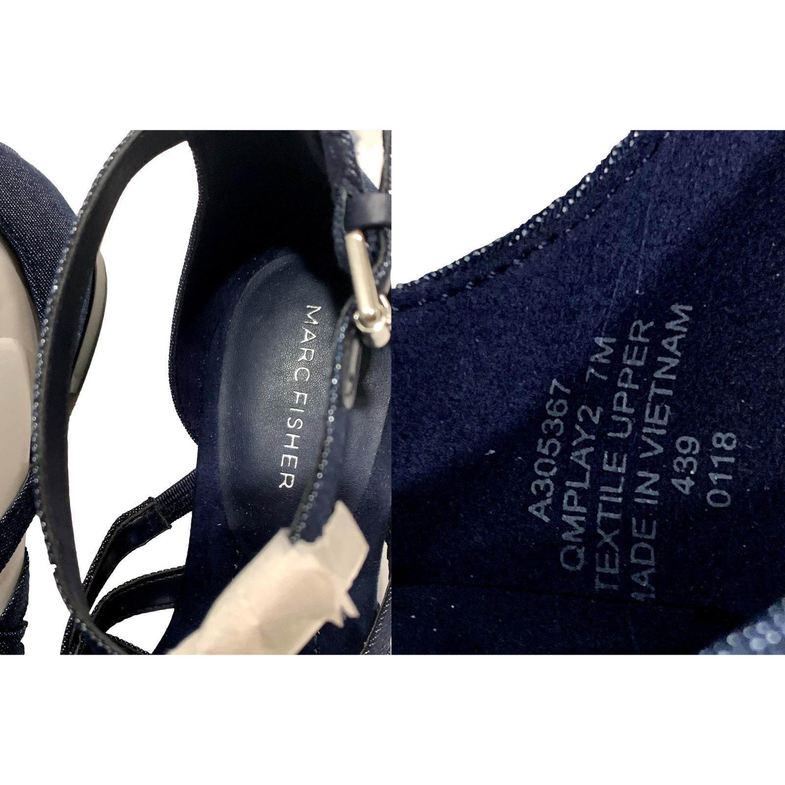 Marc Fisher NEW Marc Fisher Cross Weave Blue Glitter Flat Sandals | 7M Size US 7 / IT 37 - 8 Thumbnail