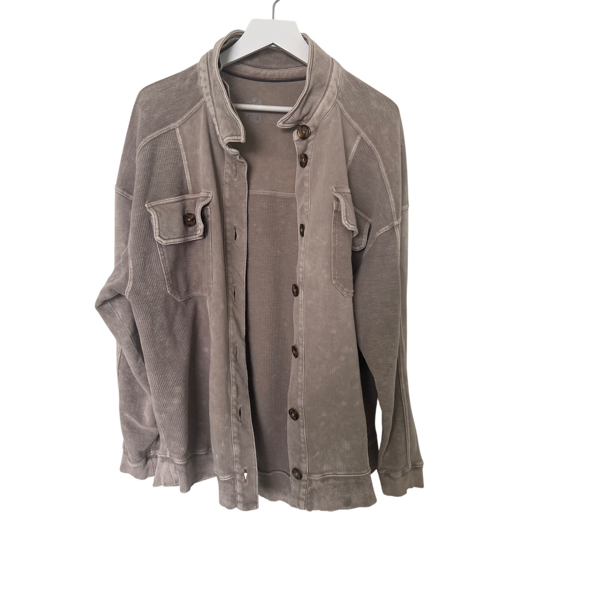 Anthropologie Pilcro Anthropologie Taupe Oversized Shacket Size XL / US 12-14 / IT 48-50 - 6 Thumbnail
