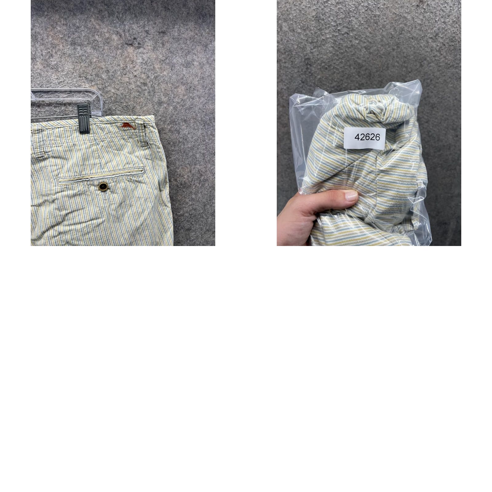 Tommy Bahama Tommy Bahama Shorts Mens 35 Beige Striped Cotton Chino 9 Inseam Casual Summer Size US 35 - 9 Thumbnail