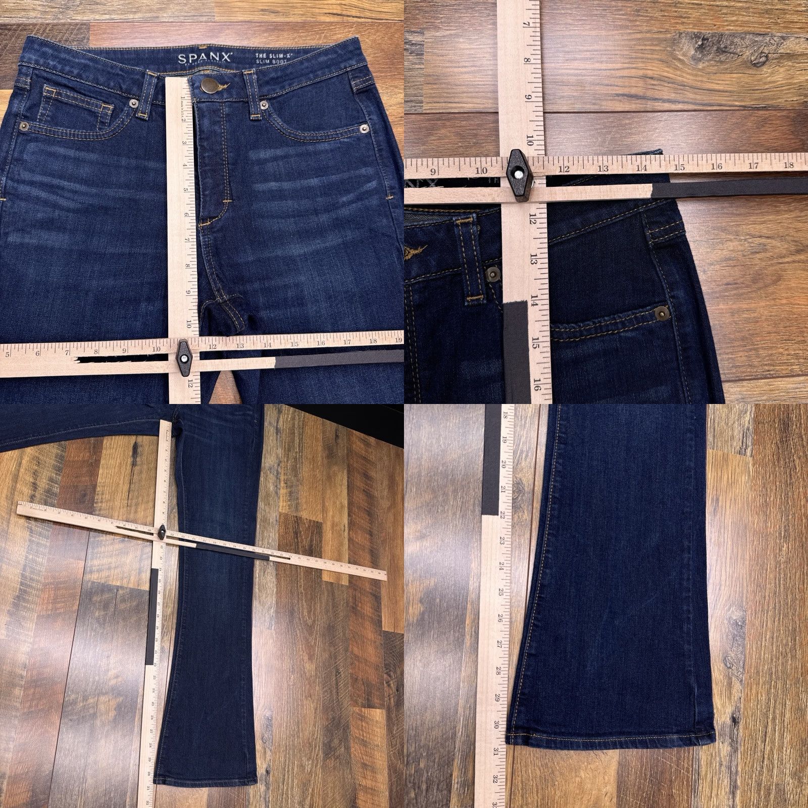 Spanx Spanx Jeans Womens 29 Slim Bootcut Mid Rise Stretch Denim Dark Blue 5-Pocket City 30.5 Inseam Size 29" - 8 Thumbnail