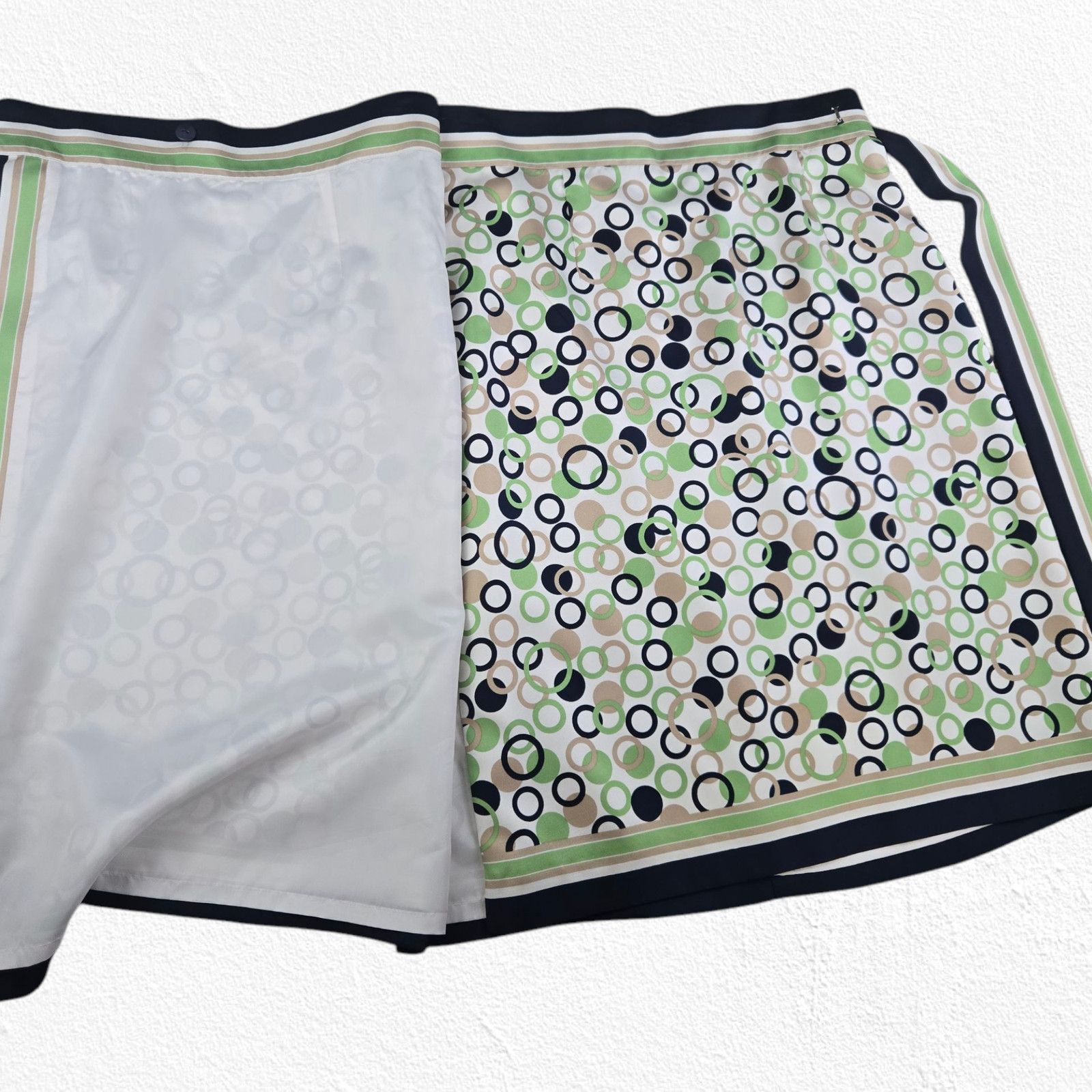 Vintage Vintage Green Navy Retro Mod Silk Wrap Skirt Size 12 Size 34" / US 12 / IT 48 - 9 Thumbnail