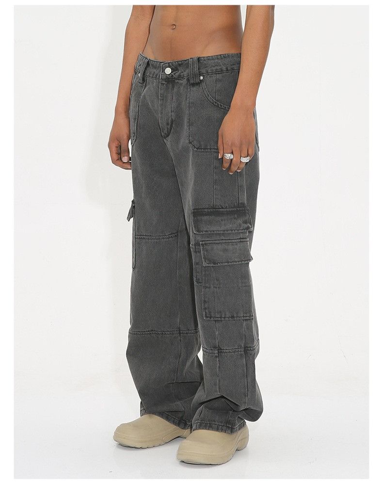 image of Gray Cargo Denim Jeans in Grey, Men's (Size 30)