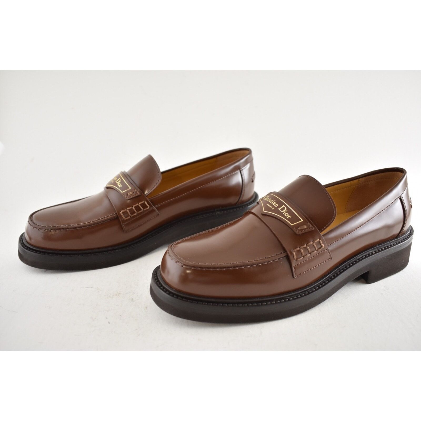 Dior Dior Boy Amber Brown Brushed Calfskin Leather Gold Logo Size US 9 / IT 39 - 10 Thumbnail