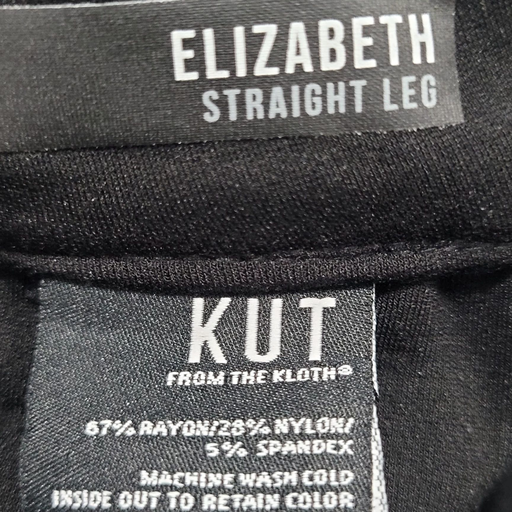 Vintage KUT From The Kloth Black Elizabeth Straight Leg Stretch Pants 6 (30x27) NWT Size 28" / US 6 / IT 42 - 4 Thumbnail