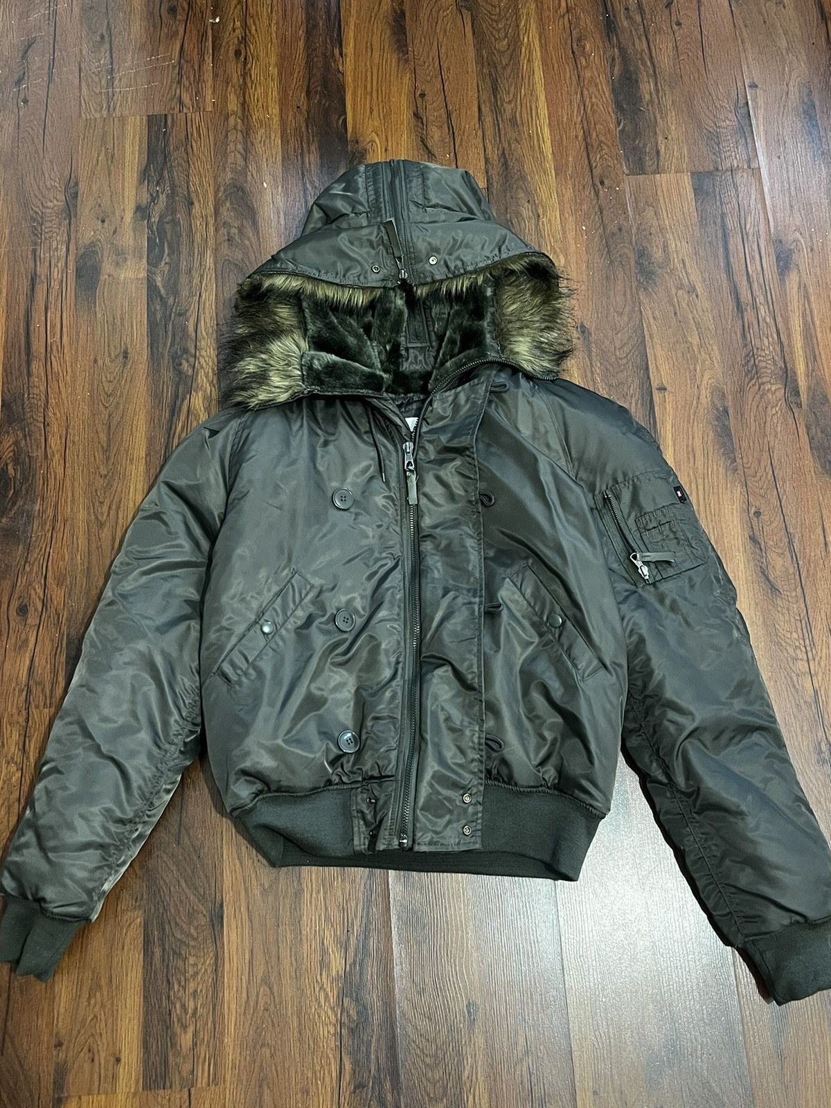 Vintage 00s l Flyer Green Vintage Bomber Large hype Jacket Oversize Size US L / EU 52-54 / 3 - 1 Thumbnail