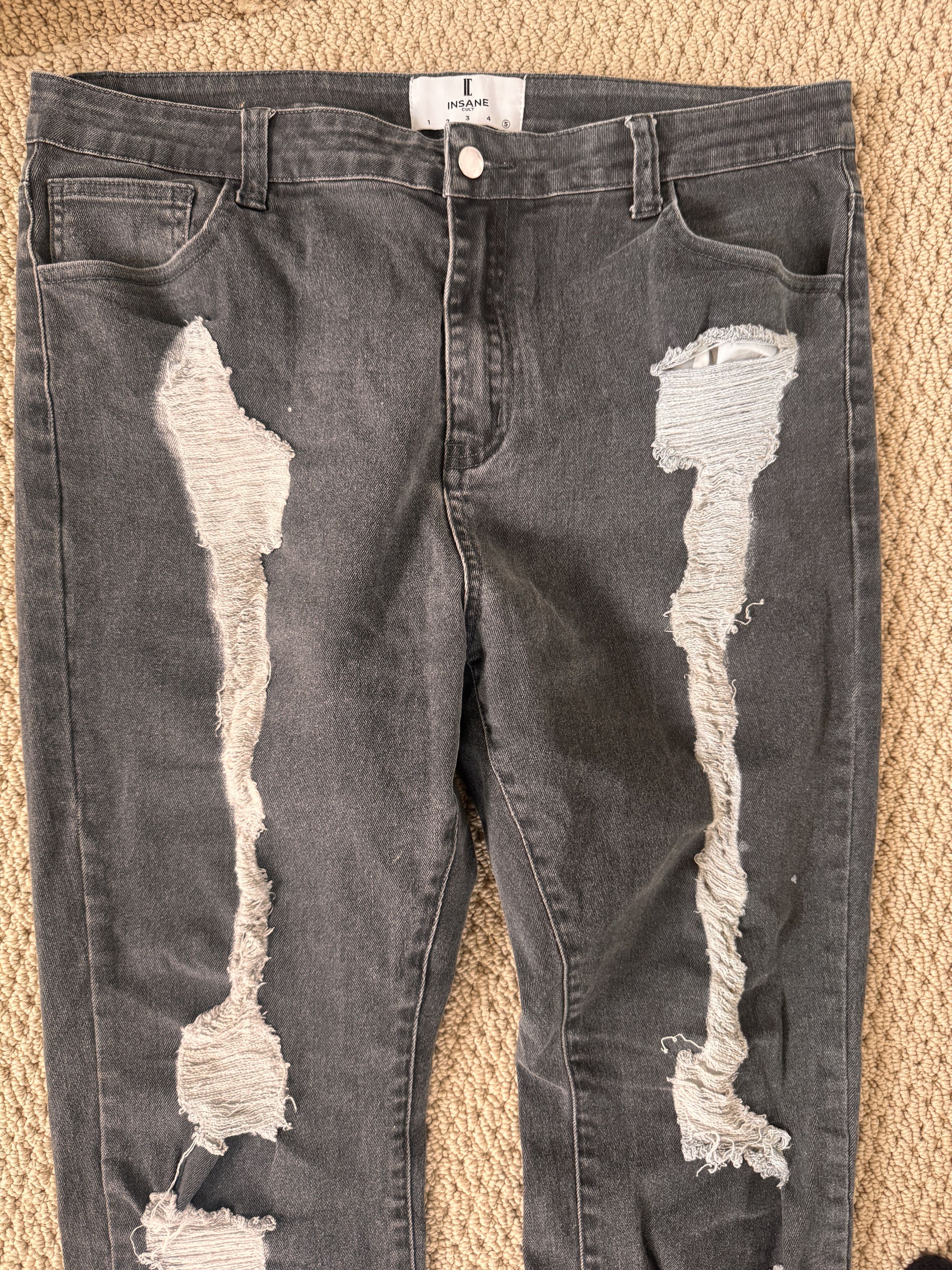 Insane Cult INSANE CULT SKELETON LEG DISTRESSED DENIM Size US 36 / EU 52 - 1 Thumbnail