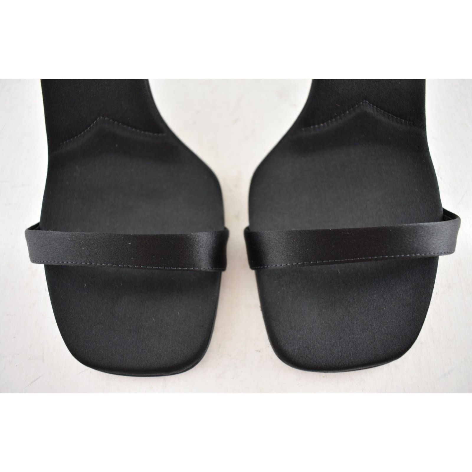 Prada Prada 85mm Black Satin Logo Geometric Heel Sandal 39 Size US 9 / IT 39 - 10 Thumbnail