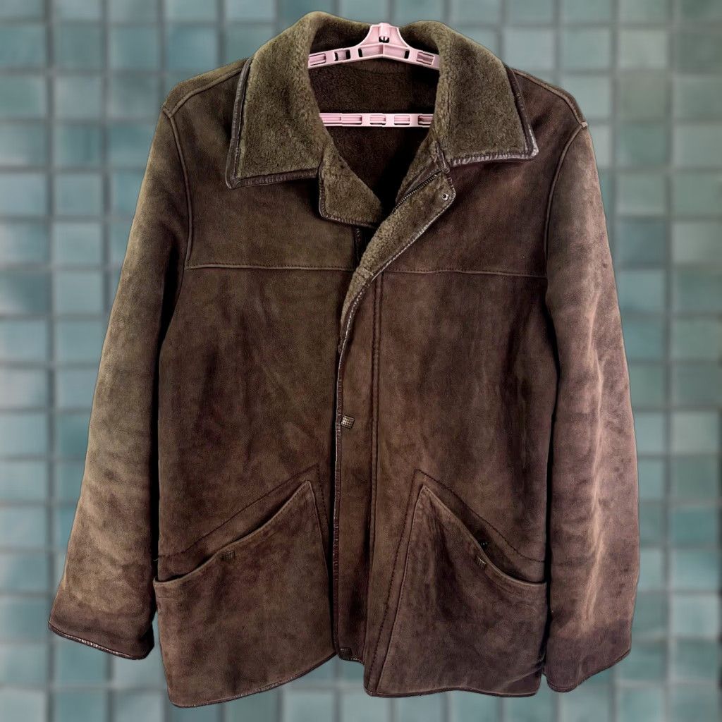 Vintage VINTAGE FONTELLI Men's Overcoat Coat Size XL Wool Shearling Suede Brown Winter 90s Outdoor Size US XL / EU 56 / 4 - 1 Thumbnail