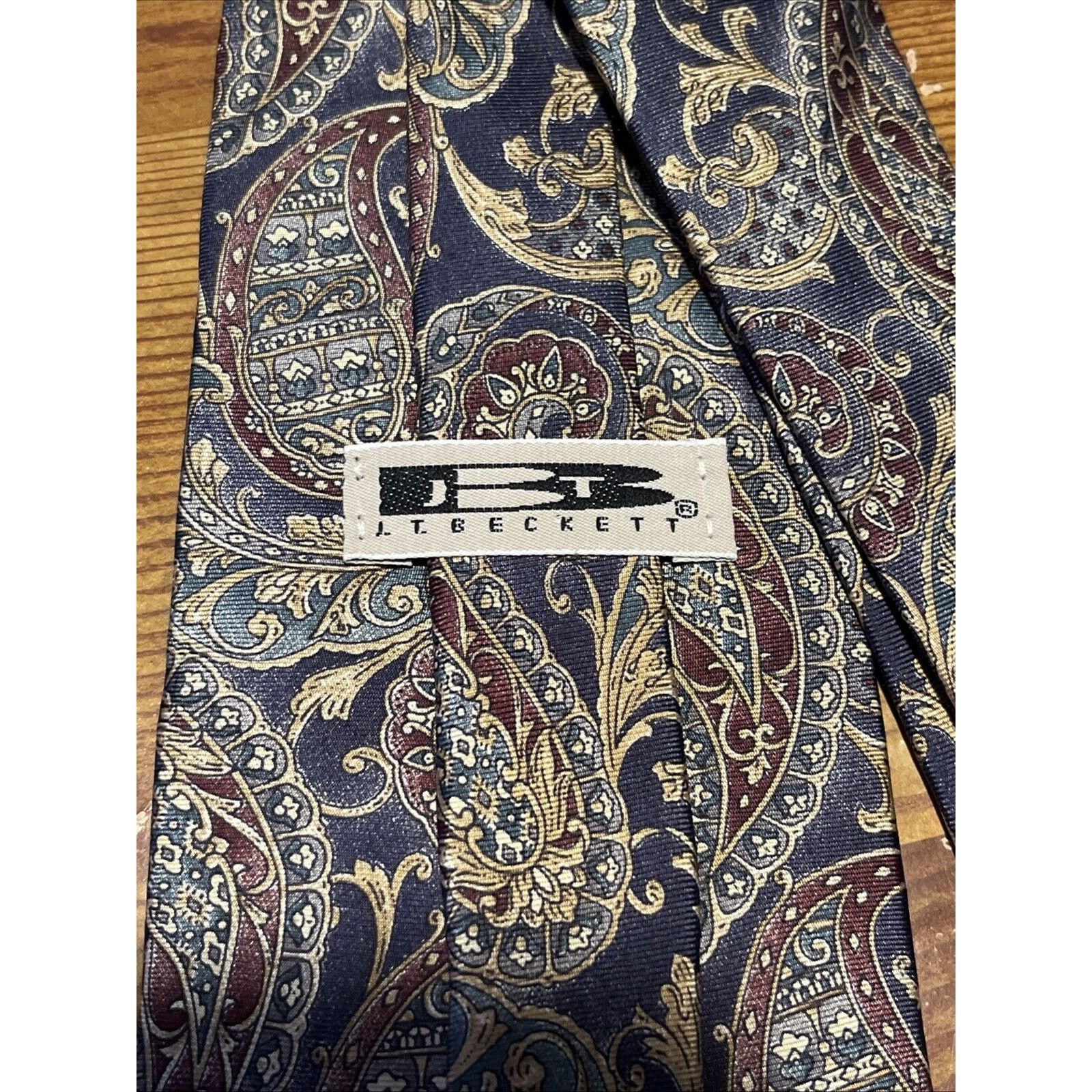 J.T. Beckett Vintage JT Beckett Tie Men’s Necktie 100% Silk USA Paisley Size ONE SIZE - 4 Thumbnail