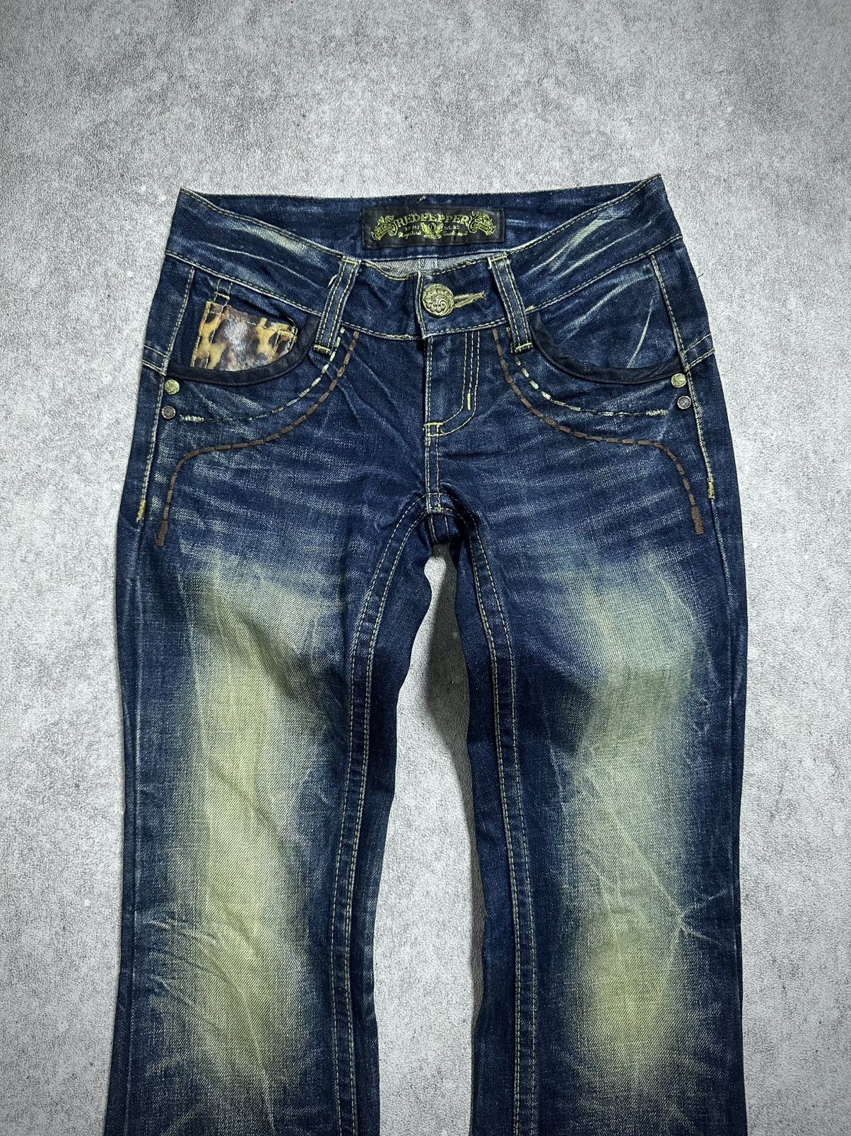 Japanese Brand Red Pepper Japan Embroidery Tiger Studed Skull Flared Jeans Size US 28 / EU 44 - 3 Thumbnail