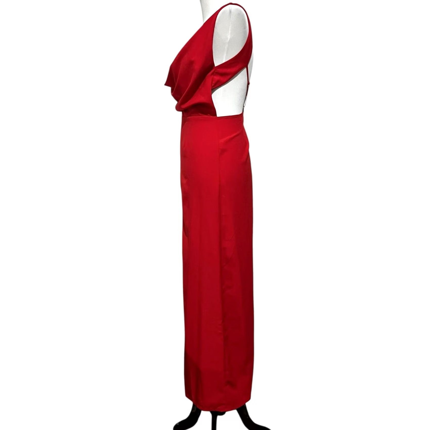 Asos ASOS Jumpsuit Womens Red Draped Neckline Open Back Strappy Size 6 Size 28" / US 6 / IT 42 - 6 Thumbnail