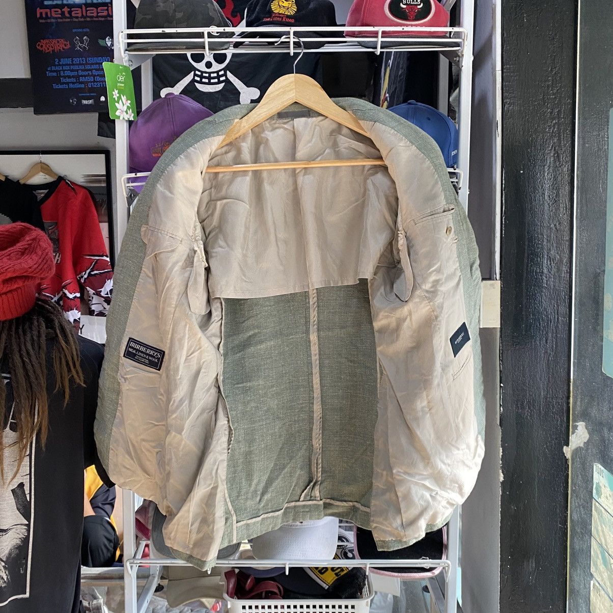 Burberry × Vintage Mens Blazer Jacket Burberrys Silk, Linen And Wool Size Large Size 44R - 2 Thumbnail