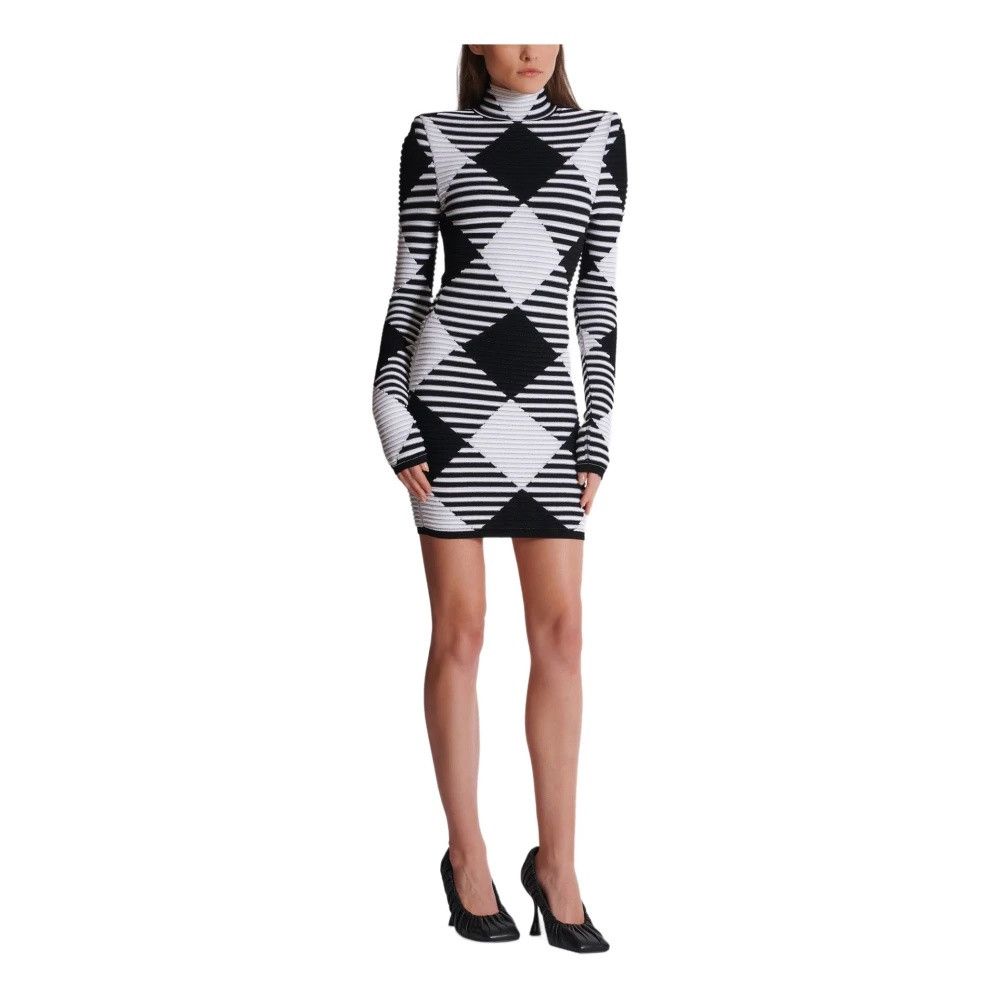 Balmain o1s1wg110725 Gingham Knit Mini Dress in Black/White Size M / US 6-8 / IT 42-44 - 3 Thumbnail