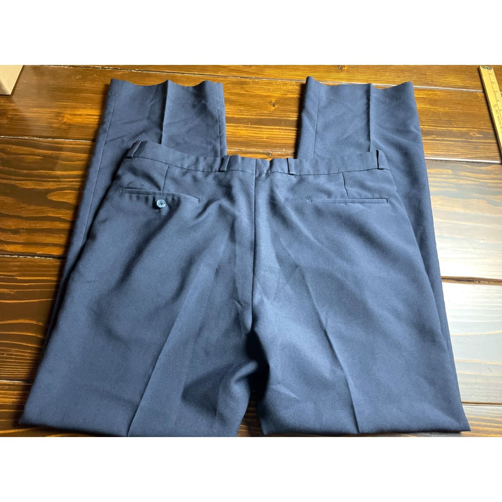 Farah Farah Mens Pants Dress Pants, 36x31.5, Blue, Pleated, Straight Leg, Regular Size US 36 / EU 52 - 2 Thumbnail