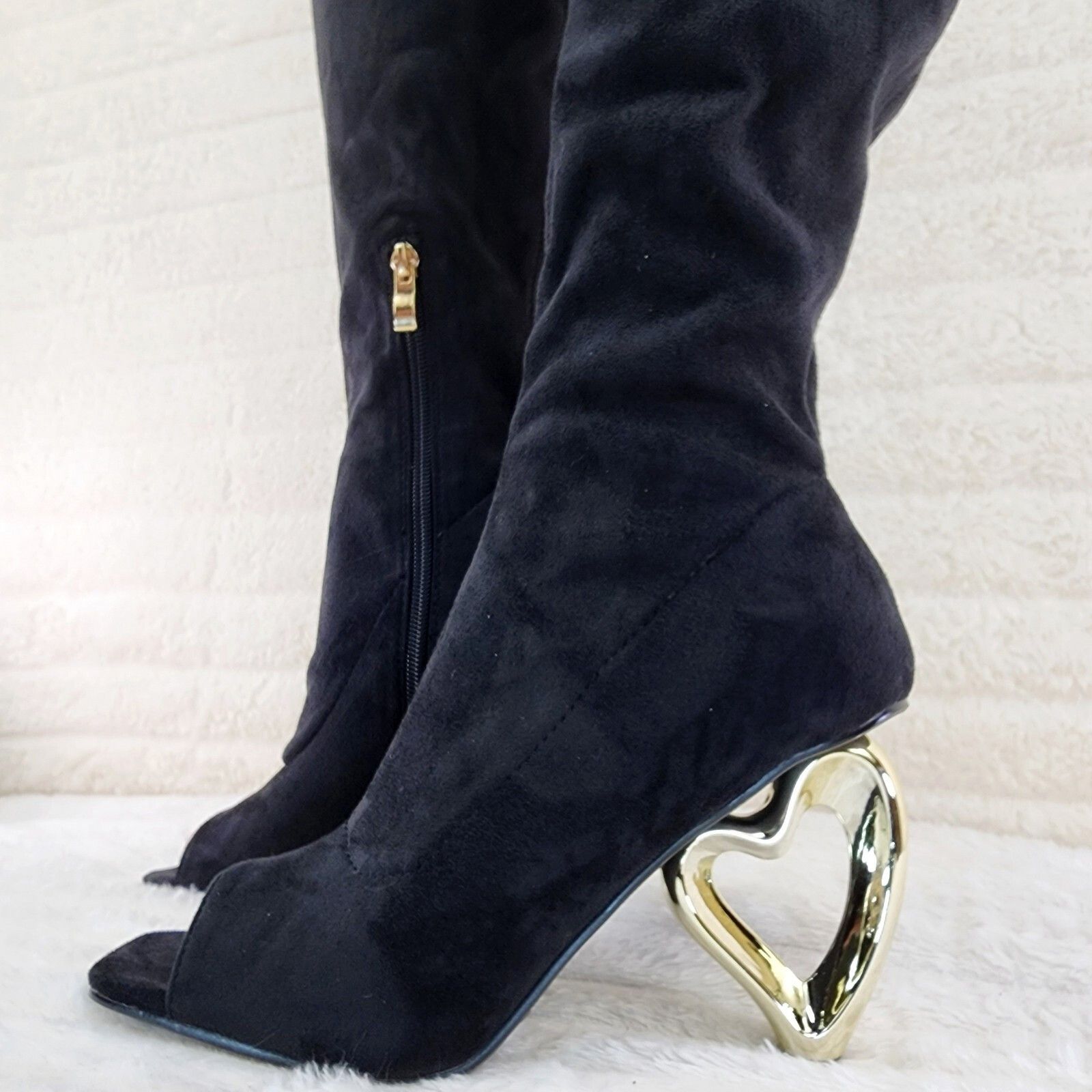 Other Zen Love Colorful Black Stretch FX Suede Over The Knee Boots Size US 8.5 / IT 38.5 - 9 Thumbnail