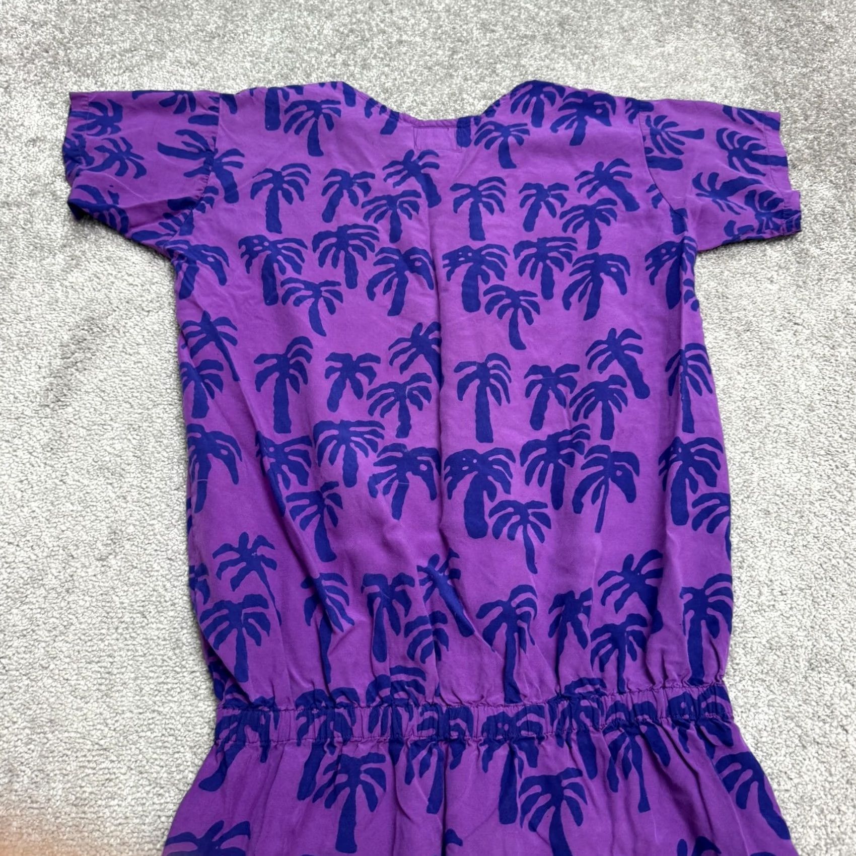 Vintage VINTAGE Tropical Tantrum Dress Womens XS Midi Black Bohemian Hawaiian Tropical 90s Purple Palm Trees Short Sleeve Crew Neck Mini Fashion Size XS / US 0-2 / IT 36-38 - 3 Thumbnail