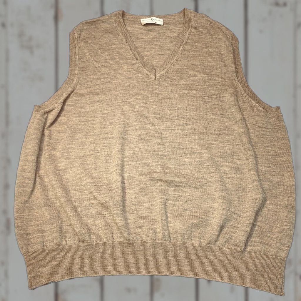 Fairway Greene Sweater Vest Mens XXL Beige Merino Wool Golf Sleeveless V Neck