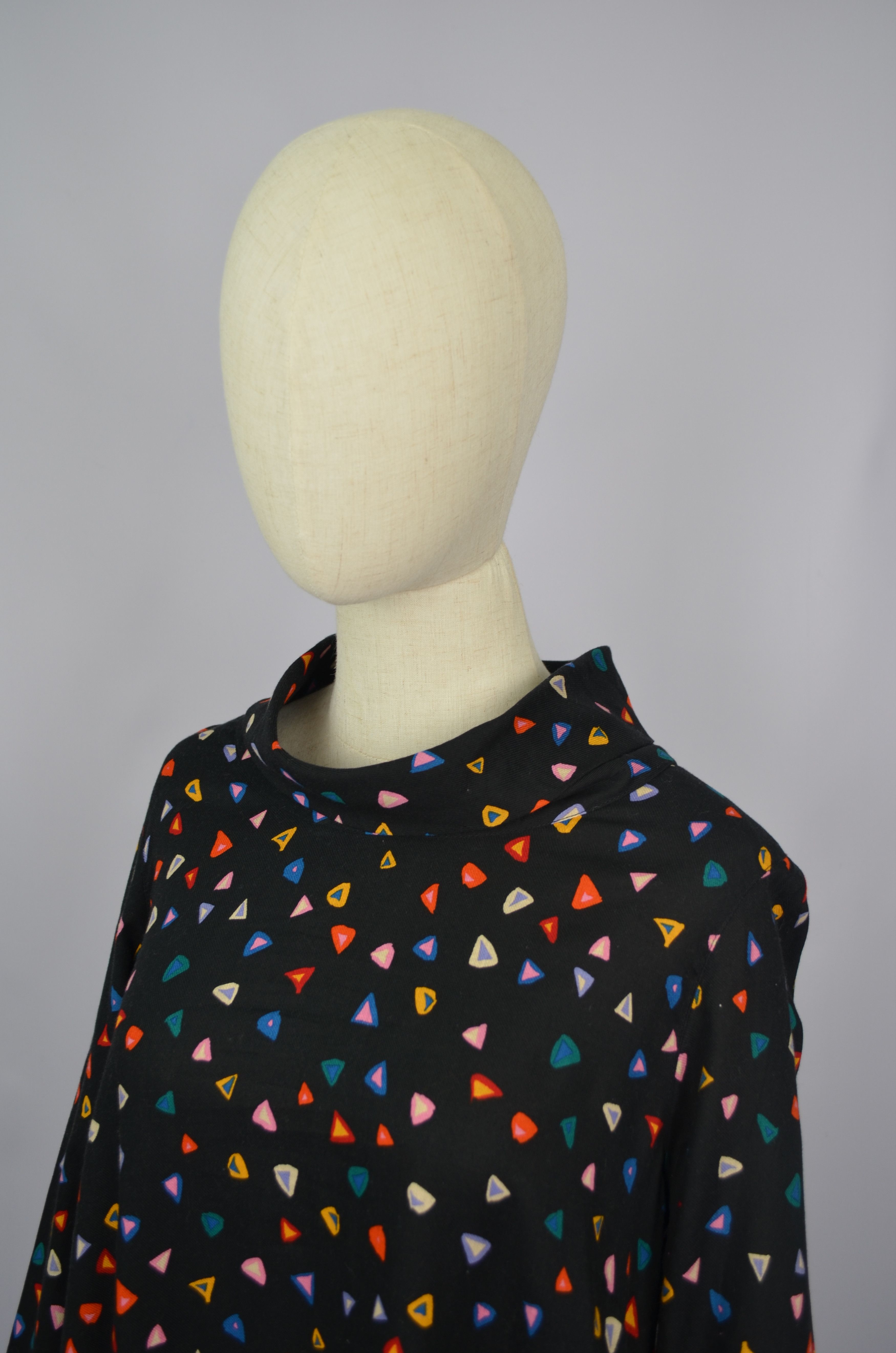 Designer × Sahara Club Beautiful Sahara Abstract Print Long Dress Mock Neck Sz 1/XS Size XS / US 0-2 / IT 36-38 - 5 Thumbnail
