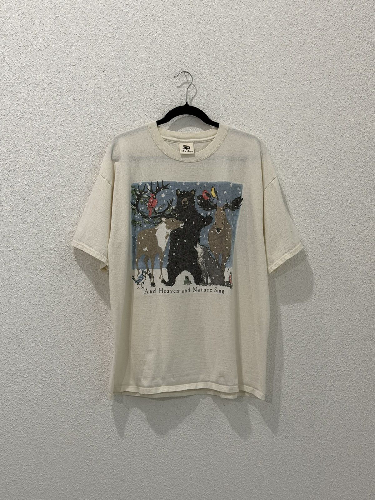 Vintage 90s Bear Moose Deer Heaven & Nature Sing Christmas Tee XL Size US XL / EU 56 / 4 - 1 Thumbnail