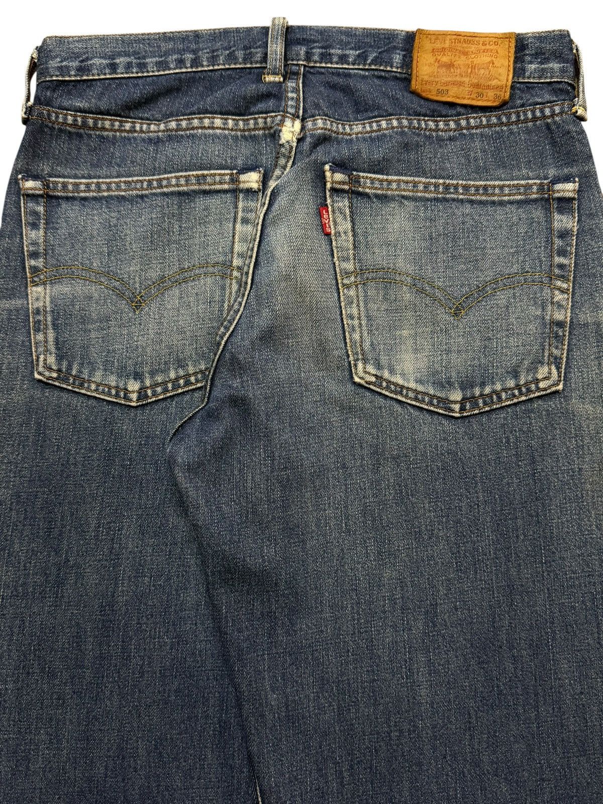Levi's Vintage 90s Levis 503 Faded Wash Distress Relaxed Wide Leg Size US 30 / EU 46 - 5 Thumbnail
