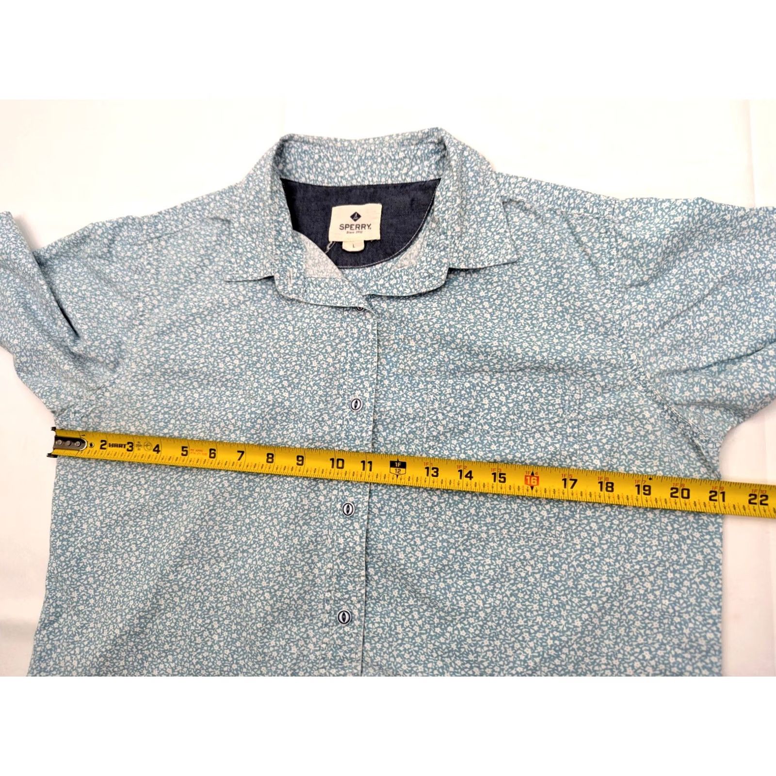 Sperry Sperry Button-Up Shirt - Women's Cotton Short Sleeve Hawaiian Style Blue Abstract Pattern, XS, Regular Fit, Blue Size XS / US 0-2 / IT 36-38 - 6 Thumbnail