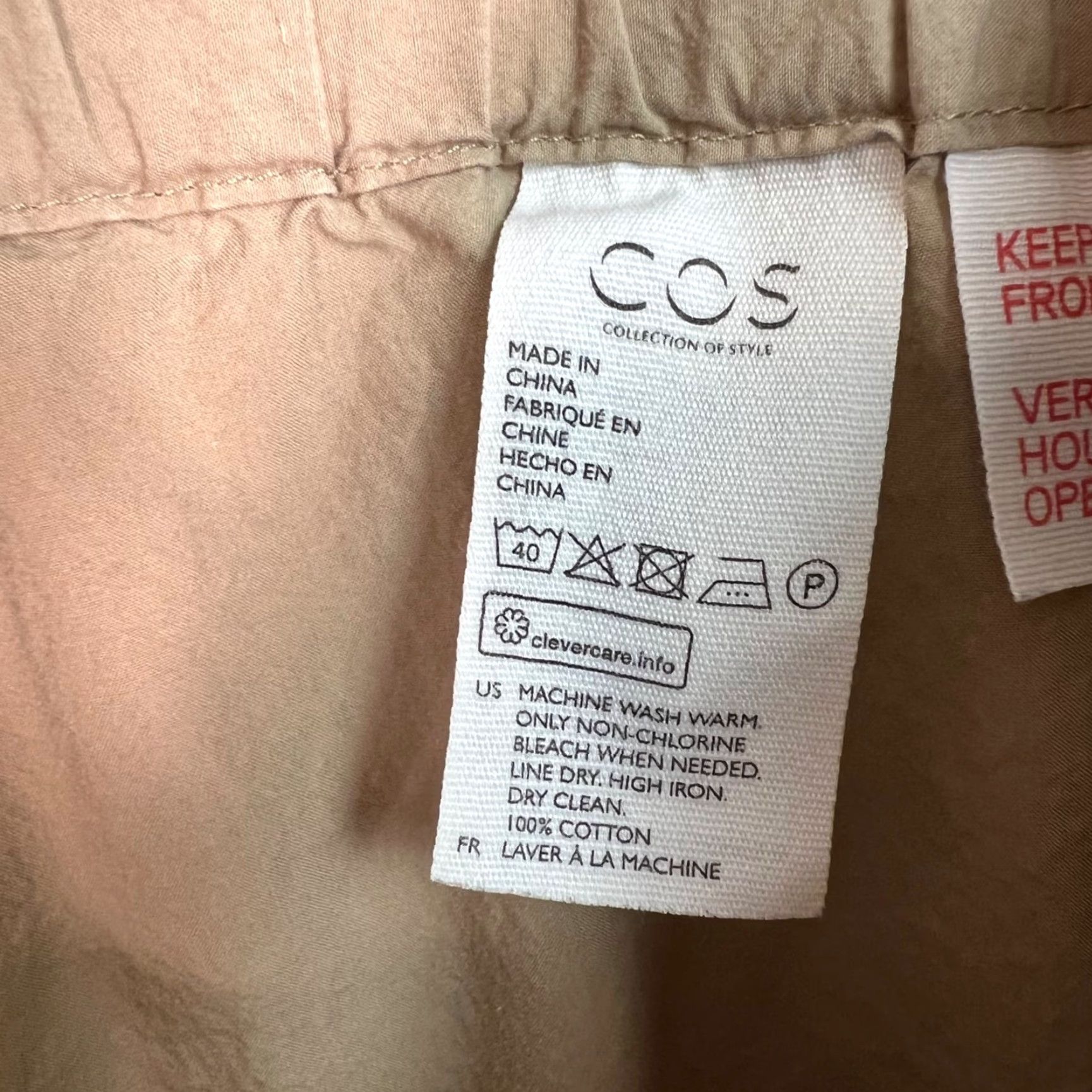 Cos VINTAGE COS Mens Pants Beige Cotton Chino Straight Leg Size Small Adult M Beige Mens Size US 29 - 4 Thumbnail
