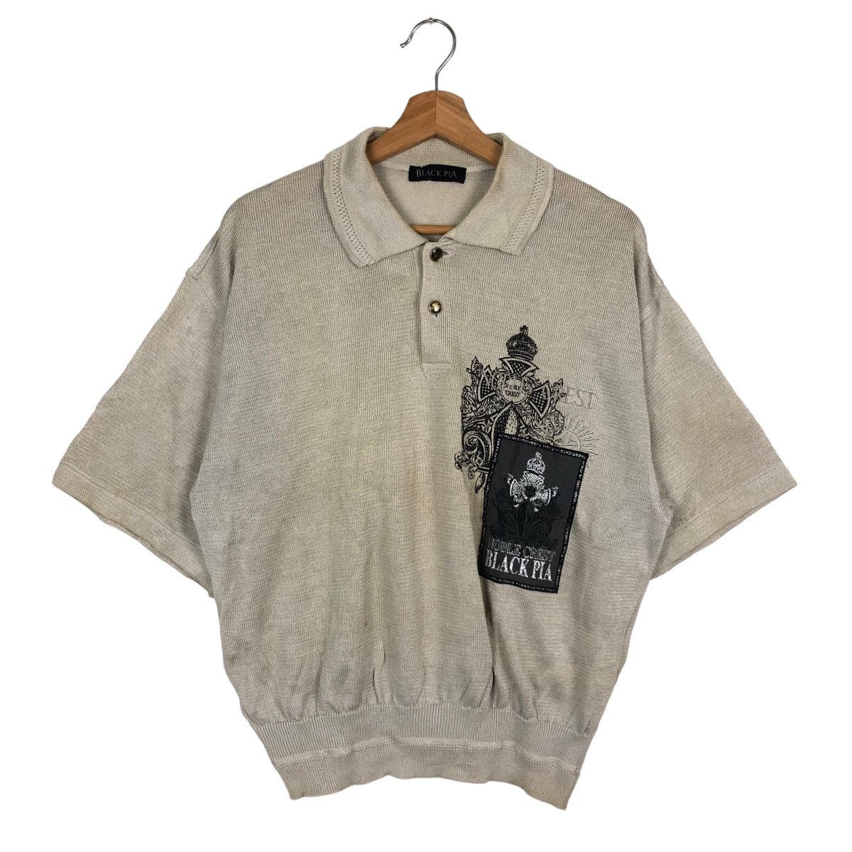 Japanese Brand VINTAGE BLACK PIA CROPPED COLLAR SWEATSHIRT COLLAGE BIGLOGO Size US M / EU 48-50 / 2 - 1 Thumbnail