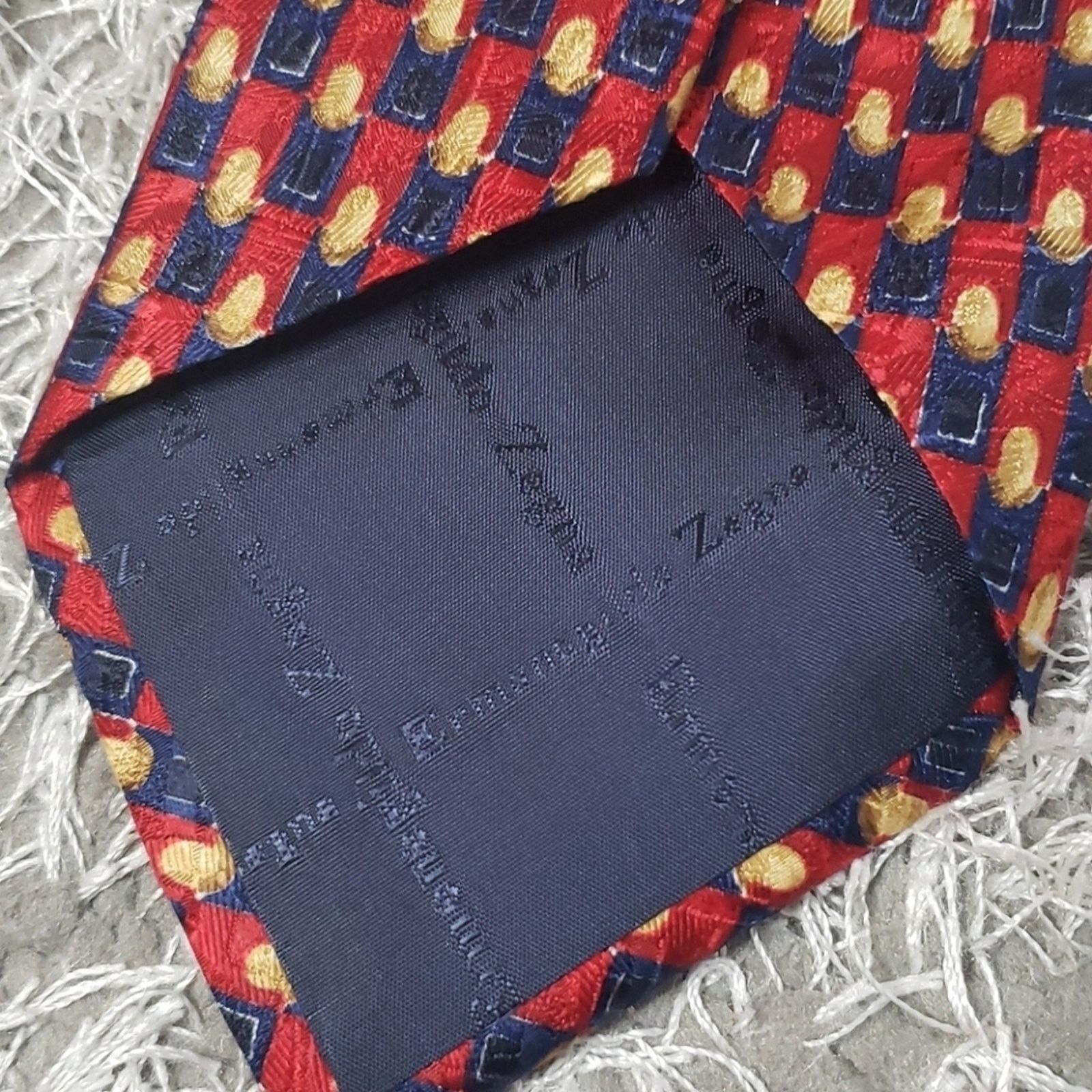 Ermenegildo Zegna Ermenegildo Zegna Geometric Red & Blue 100% Silk Tie Size ONE SIZE - 6 Thumbnail
