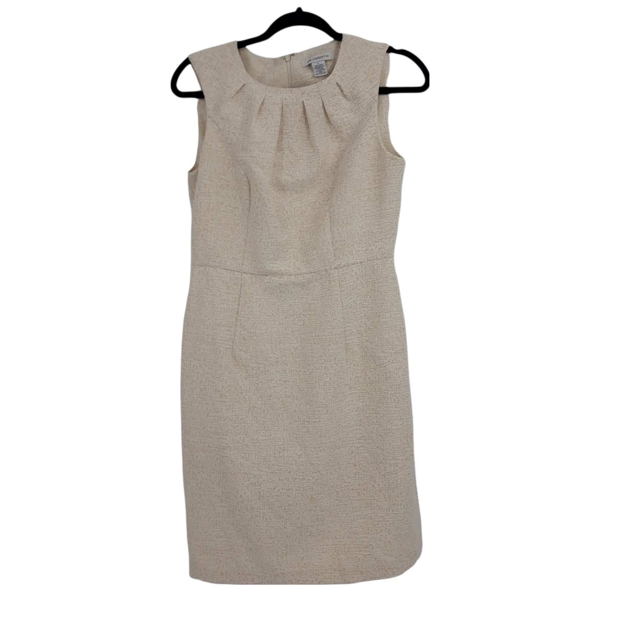 Vintage Vtg 80s Retro 60s Sheath Dress 6 Cream Brocade Jackie O Gold Size M / US 6-8 / IT 42-44 - 10 Thumbnail