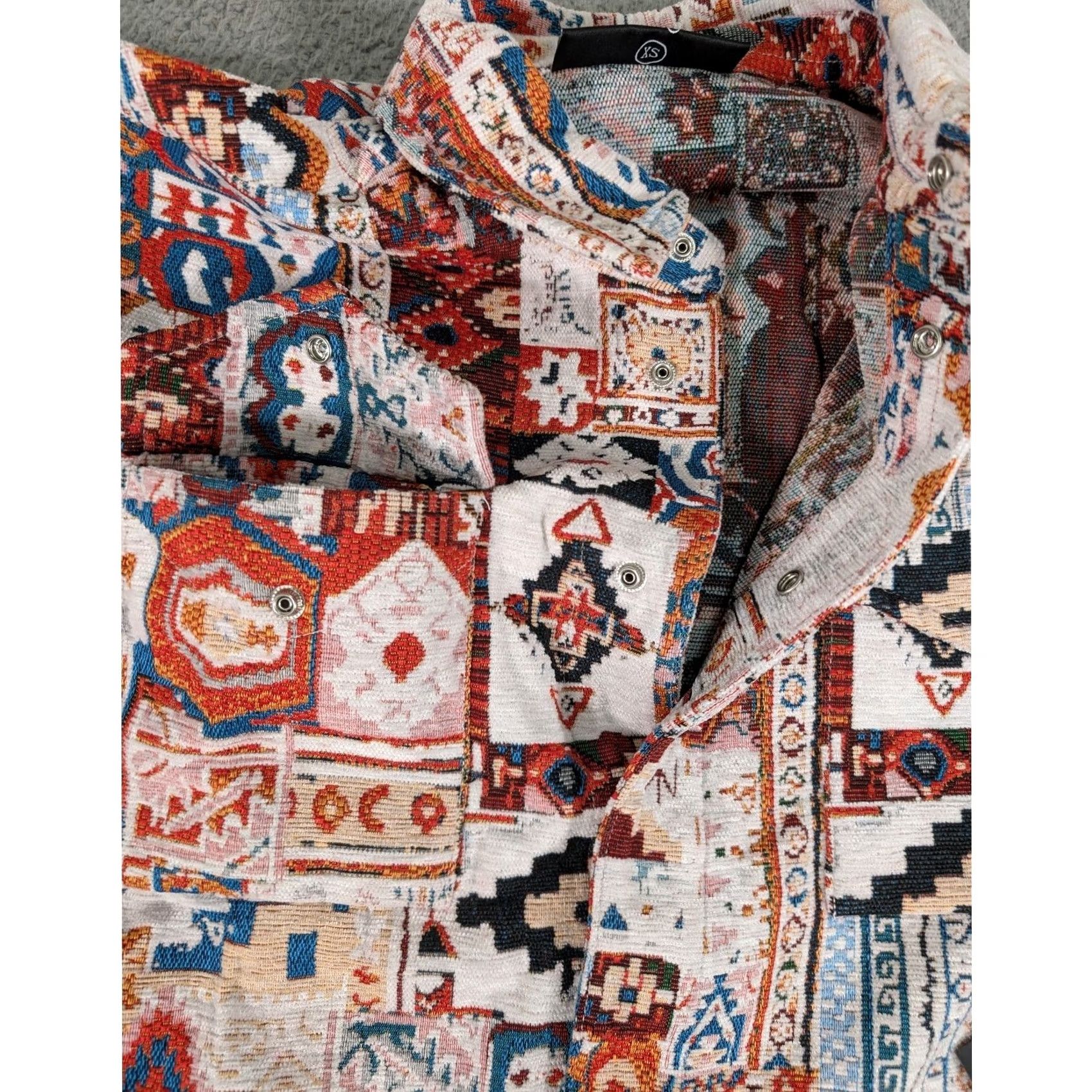 Vintage VINTAGE Civil Regime Jacket Mens XS Tapestry Woven Aztec Print Streetwear Poly Size US XS / EU 42 / 0 - 2 Thumbnail