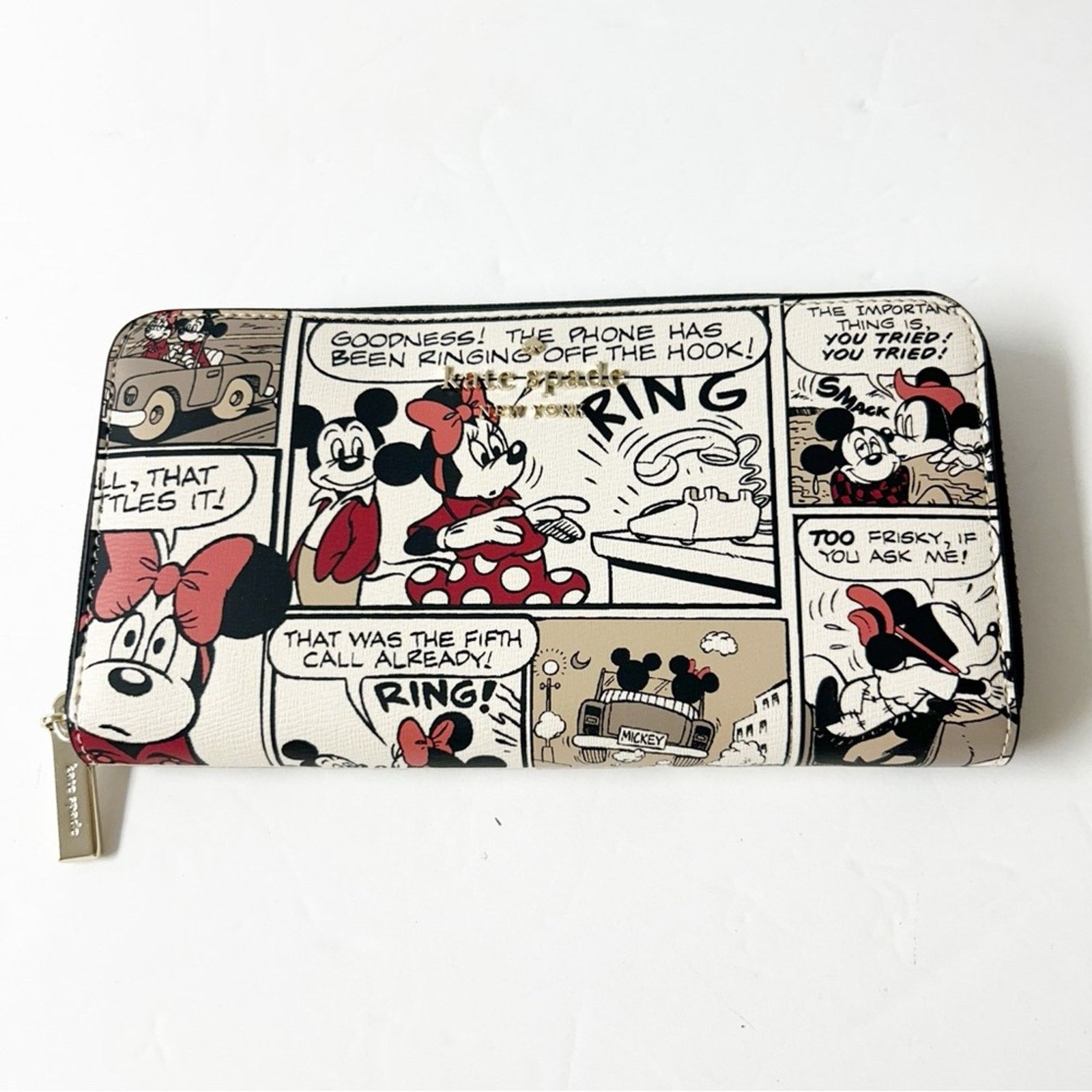 image of New Kate Spade X Disney White Leather Minnie Mouse Wallet, Women's