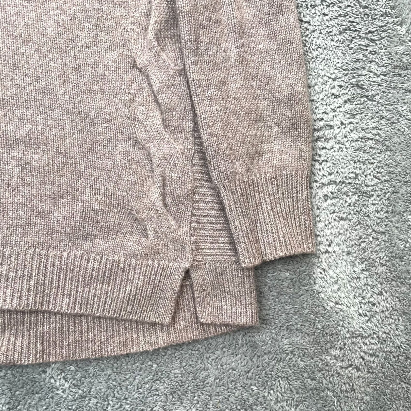 Vintage Garnet Hill Sweater Womens Small Brown Cashmere Cable Mock Pullover Size S / US 4 / IT 40 - 2 Thumbnail
