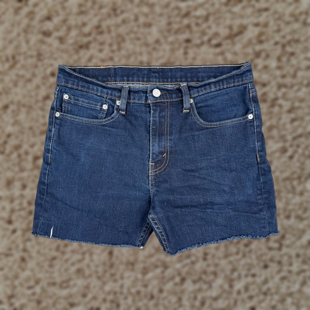Levi's Shorts Women 34 Blue Cut-Off 511 Dark Wash Denim Cotton Blend Zip Fly 32x4.5 Mid Rise 4.5 Inseam 5-Pocket